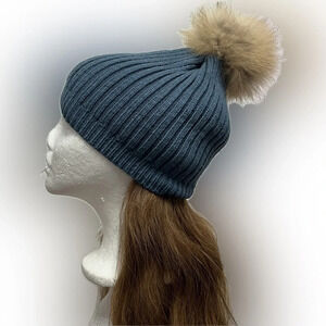Blue Pom Pom beanie